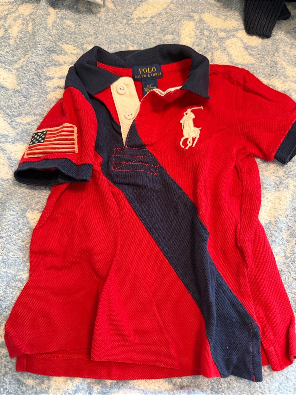Polo by Ralph Lauren Red & Navy Boys Polo with Embroidered Pony